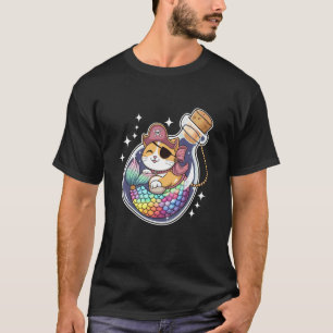 Schattige Kat Kleines Meermin Zeerover Halloween F T-shirt
