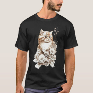 Schattige Kat Kleintje & Bloemen Kat Eigenaar  Kat T-shirt