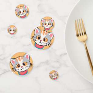 Schattige kat kleintje Gezicht huisdieren dieren V Confetti