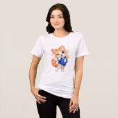 Schattige Kat Knipogende Sticker Tri-Blend Shirt (Voorkant volledig)