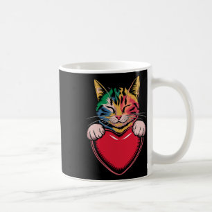 Schattige kat knuffelt met Valentijnshart Kitty-li Koffiemok