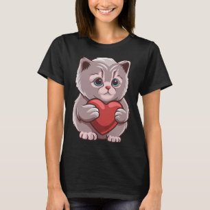 Schattige kat knuffelt valentijnshart poes liefde  t-shirt