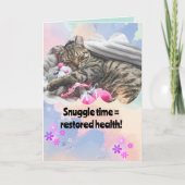 Schattige kat knuffeltijd beterschap kaart (Voorkant)