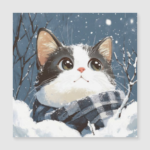Schattige kat knus winter sneeuw