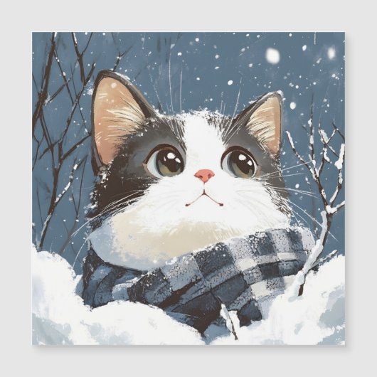 Schattige kat knus winter sneeuw (Voorkant)
