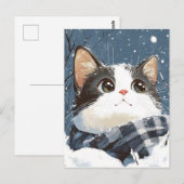 Schattige kat knus winter sneeuw briefkaart (Voorkant / Achterkant)