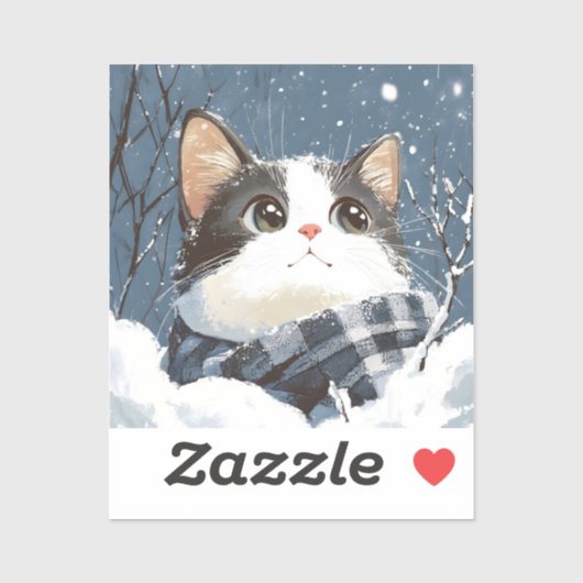 Schattige kat knus winter sneeuw sticker (Vel)