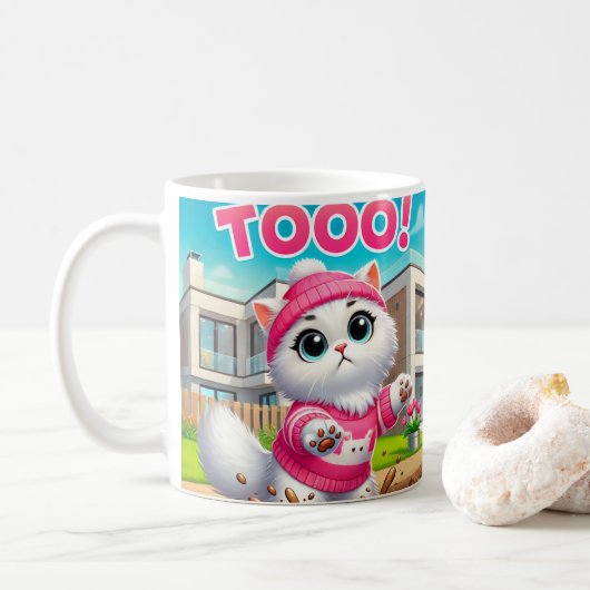 schattige kat koffiemok (Met donut)