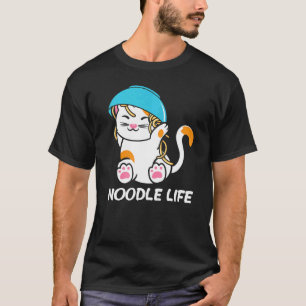 Schattige Kat Kom Noedels Hoofd Noedel Leven Kitte T-shirt