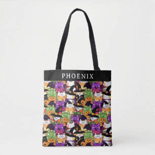 Schattige Kat Kostuum Gepersonaliseerde Trick or t Tote Bag