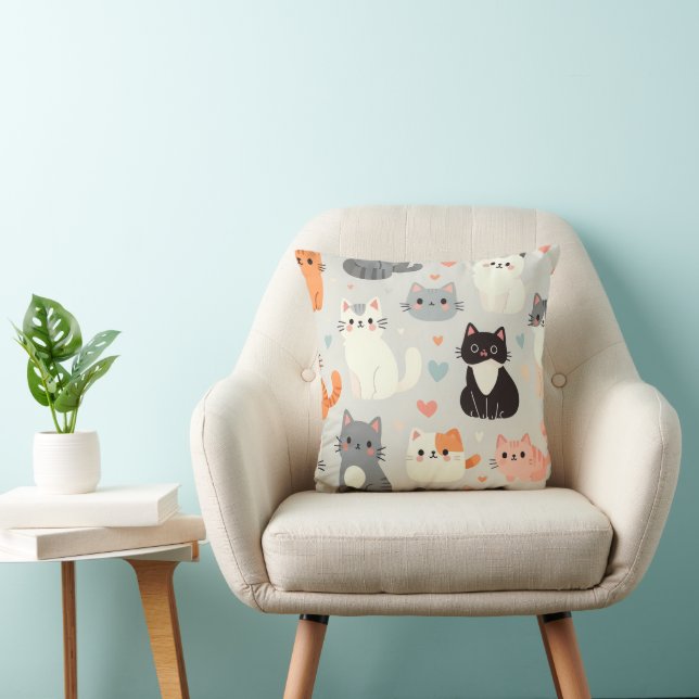 schattige kat kussen (Stoel)