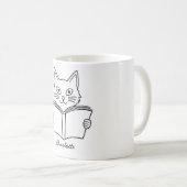 Schattige kat leest boek koffiemok (Voorkant rechts)