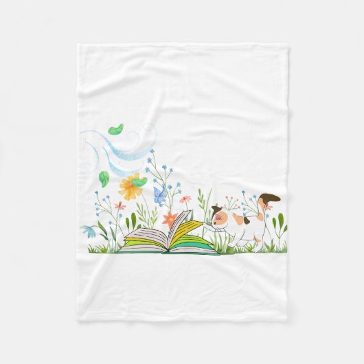 Schattige Kat leest een boek Fleece Deken (Voorkant)