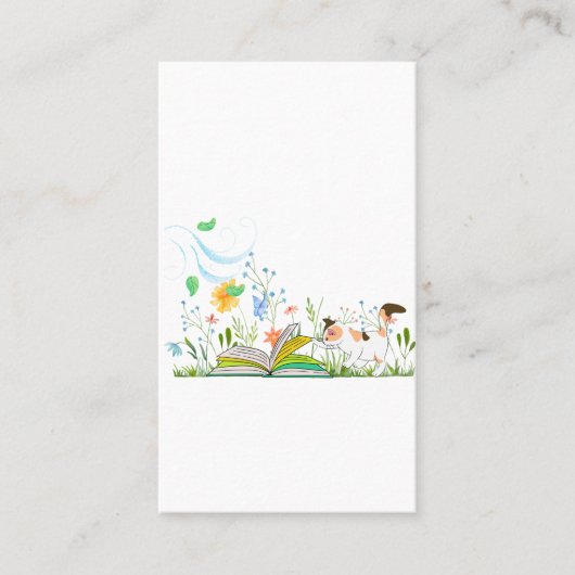 Schattige Kat leest een boek Visitekaartje (Voorkant)