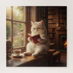 Schattige Kat Leest Legpuzzel
