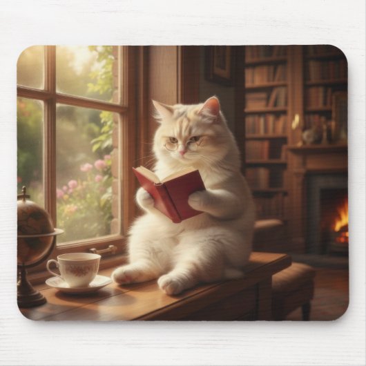 Schattige Kat Leest Muismat (Voorkant)