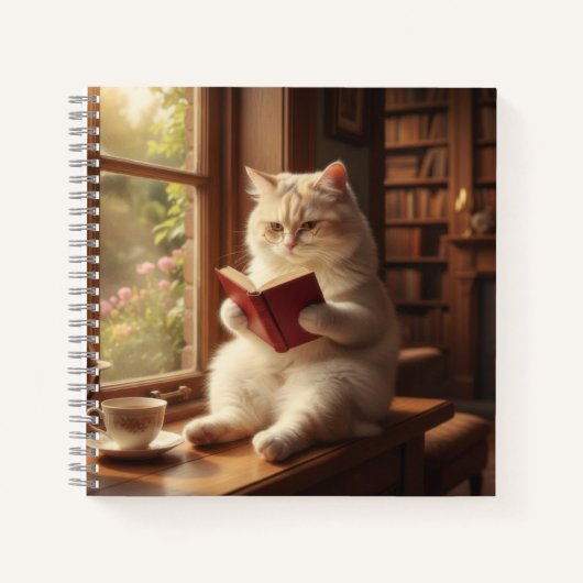 Schattige Kat Leest Notitieboek (Voorkant)