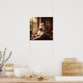 Schattige Kat Leest Poster (Keuken)