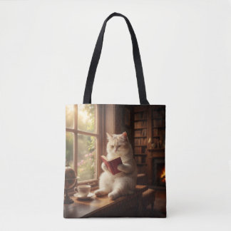 Schattige Kat Leest Tote Bag