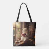 Schattige Kat Leest Tote Bag (Achterkant)