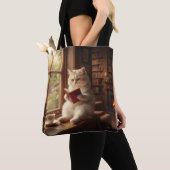 Schattige Kat Leest Tote Bag (Dichtbij)