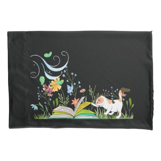 Schattige Kat lezen in de tuin Kussensloop (Voorkant)
