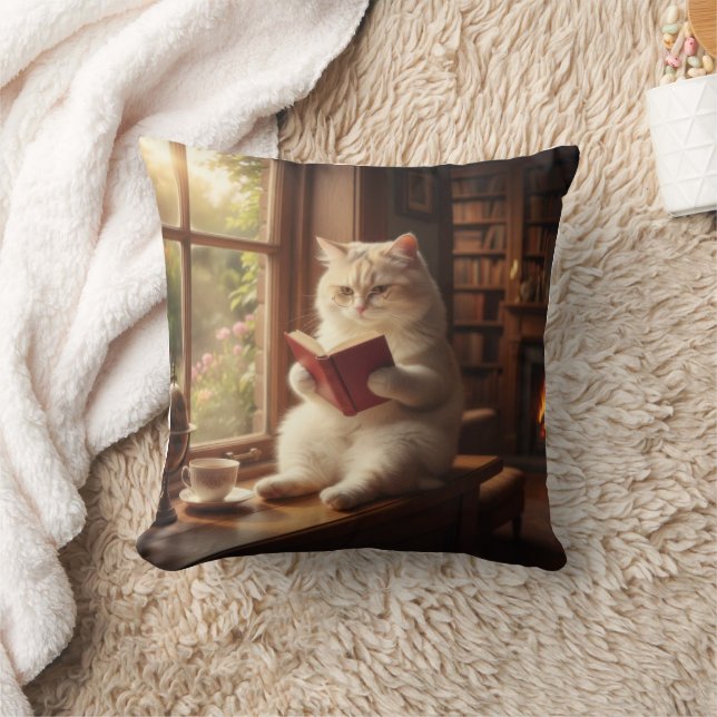 Schattige Kat Lezend Kussen (Deken)