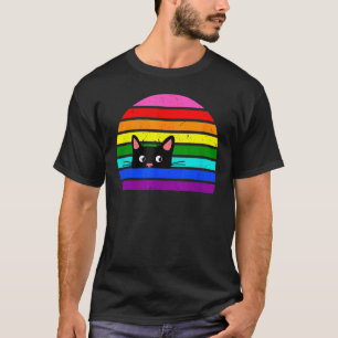 Schattige Kat LGBTQ Pride Regenboog Vlag Kleuren T-shirt