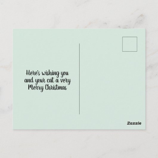 Schattige kat ligt bij kerstboom vakantie ansichtk briefkaart (Achterkant)