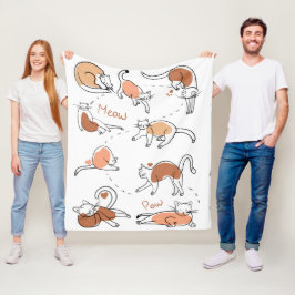 Schattige kat maait poot wit bruine kastanjemodern fleece deken