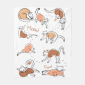 Schattige kat maait poot wit bruine kastanjemodern fleece deken (Voorkant)