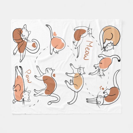 Schattige kat maait poot wit bruine kastanjemodern fleece deken (Voorkant (Horizontaal))