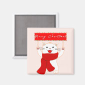 Schattige Kat Magneet | Prettig Kerstfeest (Voorkant / Achterkant)