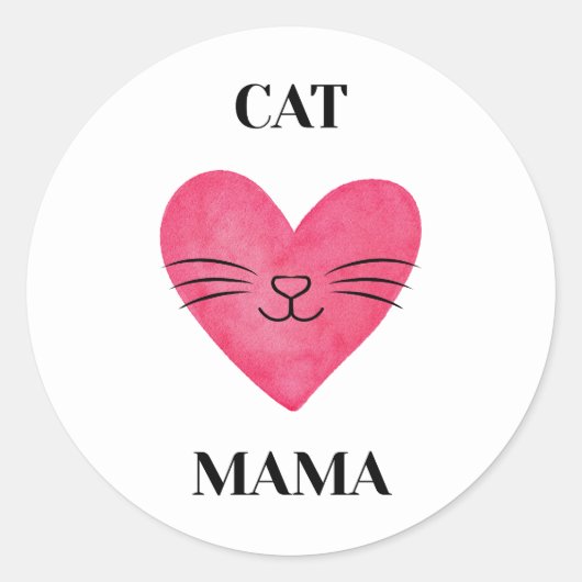 Schattige Kat Mama Ronde Sticker (Voorkant)