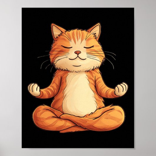 Schattige kat mediterende yoga mannen vrouwen meis poster (Voorkant)