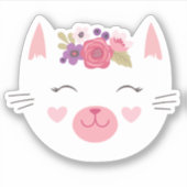 Schattige Kat meisje verjaardagsfeestje Sticker (Voorkant)