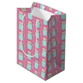 Schattige kat meisjes roze  medium cadeauzakje (Voorkant Gekanteld)