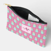 Schattige kat meisjes roze monogram etui (Open)