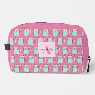Schattige kat meisjes roze monogram toilettasje