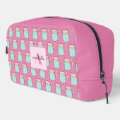 Schattige kat meisjes roze monogram toilettasje (Rechterhoek)