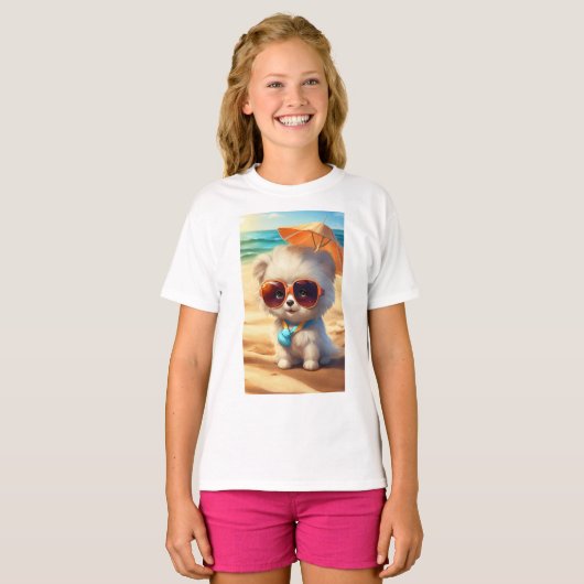 Schattige Kat Meisjes Tshirt (Voorkant volledig)