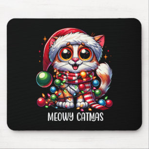 Schattige Kat Meowy Kerstmis Xmas Kerst Uitrusting Muismat