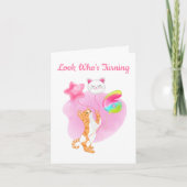 Schattige kat met 6e verjaardag ballonnen kaart (Voorkant)