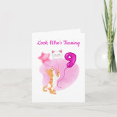 Schattige kat met 9e verjaardag ballonnen kaart (Voorkant)