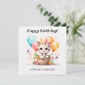 Schattige Kat met ballonnen Happy Birthday Kaart (Staand voorkant)