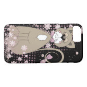 schattige kat met bloemen en boeg-stropdas Case-Mate iPhone case (Achterkant (Horizontaal))
