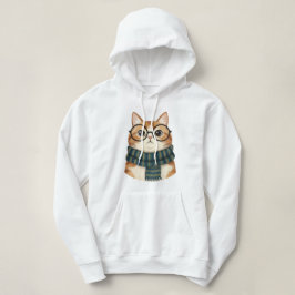 Schattige kat met bril en sjaal – Cozy hipster  Hoodie