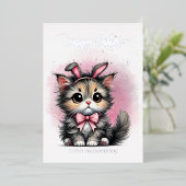 Schattige Kat met Bunny Ears Happy Easter Folie Feestdagenkaart (Staand Voorkant)