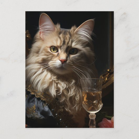 Schattige kat met champagne briefkaart (Voorkant)
