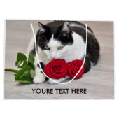 Schattige kat met de rode roos groot cadeauzakje (Achterkant)
